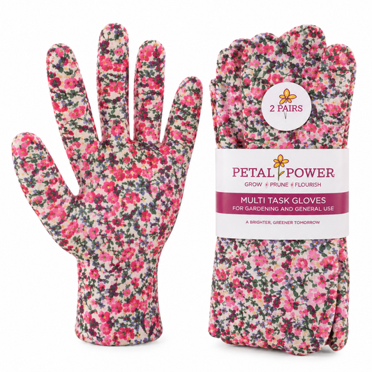 2 Pairs Ladies Gardening Gloves Candy Pink Floral) - Work Gloves for Women - Perfect  Ladies Garden Gift