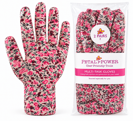 2 Pairs Ladies Gardening Gloves Candy Pink Floral) - Work Gloves for Women - Perfect  Ladies Garden Gift