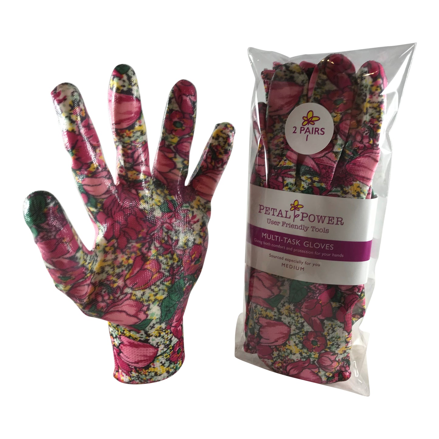 Petal Power Ladies Gardening Gloves (2 Pairs) Rose Garden Floral  - Work Gloves for Women - Best Ladies Garden Gift