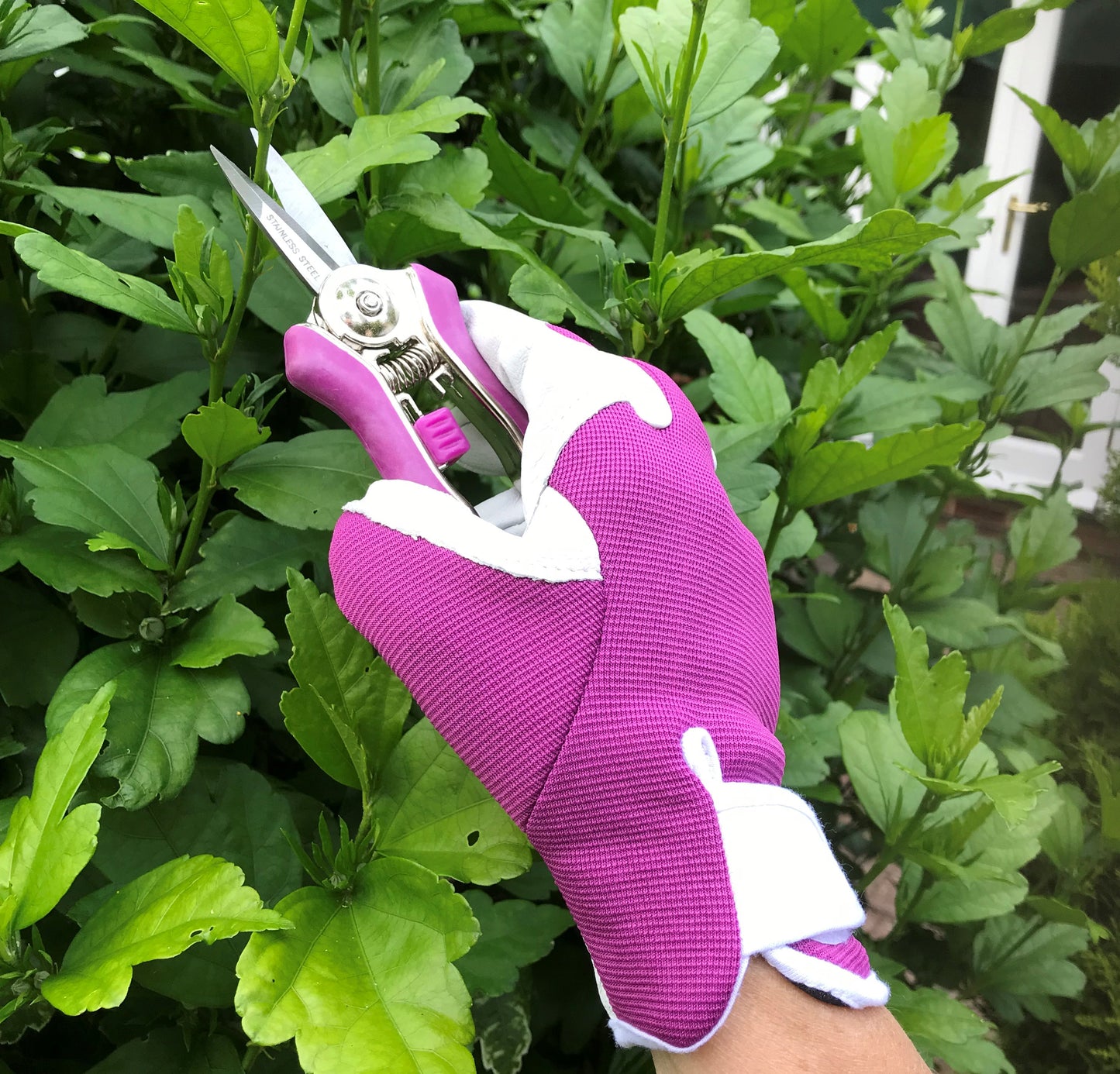 Ladies Leather Gardening Glove & Secateurs Gift Set – Pink or Purple