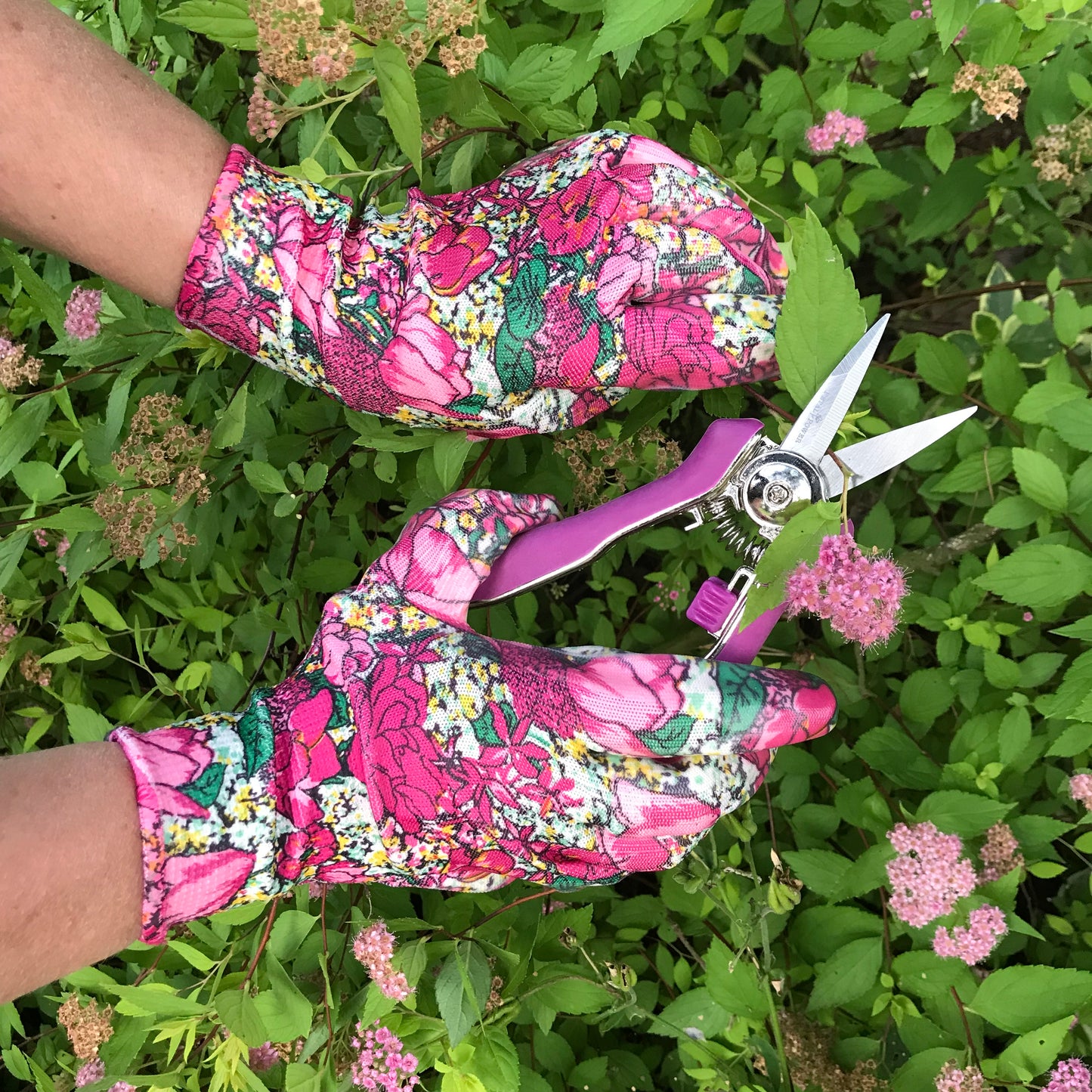 Petal Power Ladies Garden Gloves (2 pairs) & Mini Pruner Secateurs Set - Ladies Garden Gift